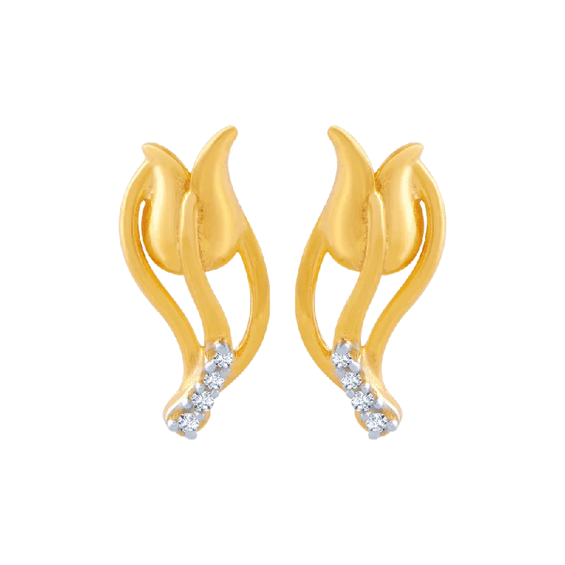 14KT (585) Yellow Gold And American Diamond Stud Earrings For Women