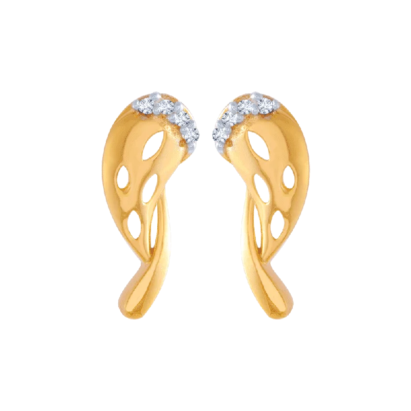 14KT (585) Yellow Gold And American Diamond Stud Earrings For Women