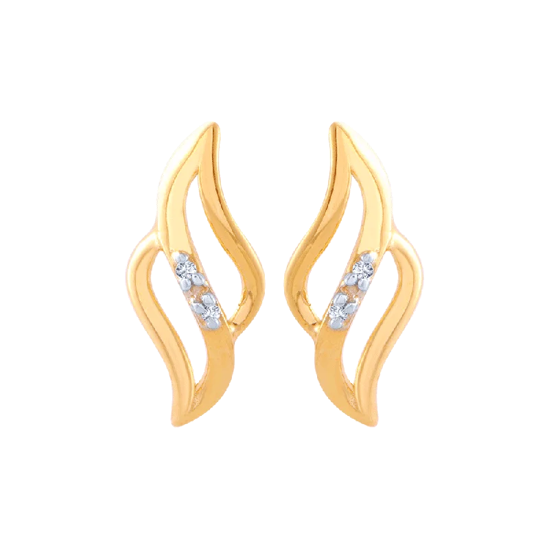 14KT (585) Yellow Gold And American Diamond Stud Earrings For Women