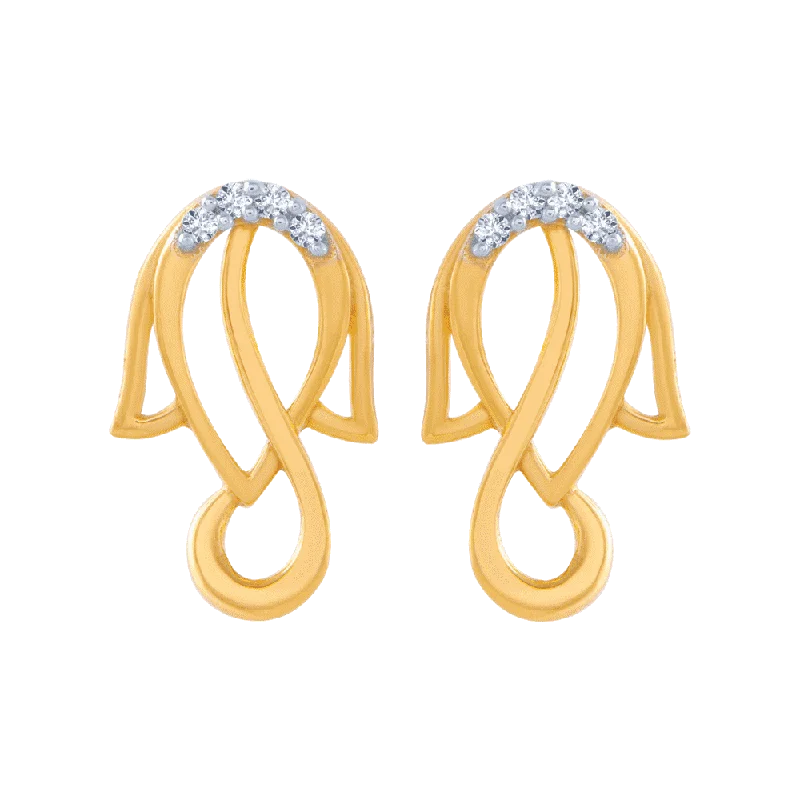 14KT (585) Yellow Gold And American Diamond Stud Earrings For Women