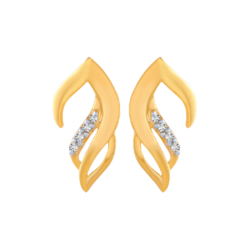 14KT (585) Yellow Gold And American Diamond Stud Earrings For Women