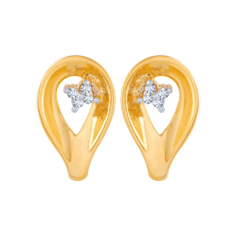 14KT (585) Yellow Gold And American Diamond Stud Earrings For Women