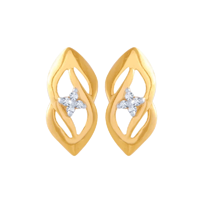 14KT (585) Yellow Gold And American Diamond Stud Earrings For Women