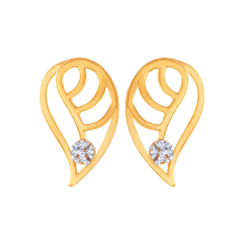 14KT (585) Yellow Gold And American Diamond Stud Earrings For Women