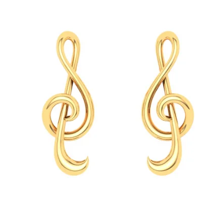 14KT Cross Stitch Musical Note Shaped Gold Earrings From Online Exclusive