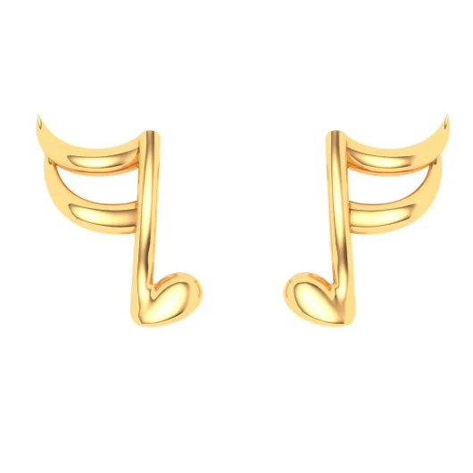 14KT Music Logo Shaped Gold Earrings From Online Exclusive