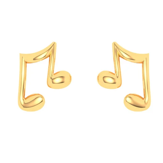 14KT Musical Note Shaped Gold Stud Earrings From Online Exclusive