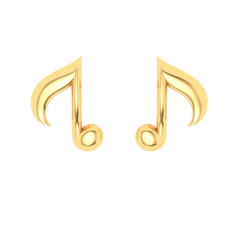 14KT Solid Musical Note Gold Stud Earrings From Online Exclusive