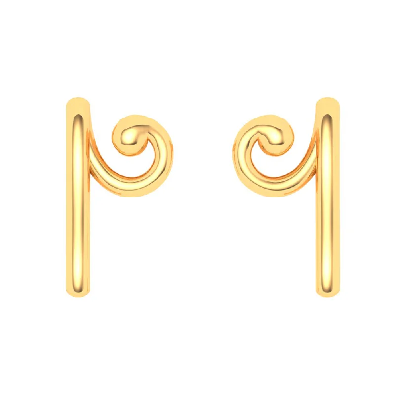 14KT Unique Shape Gold Stud Earrings From Online Exclusive