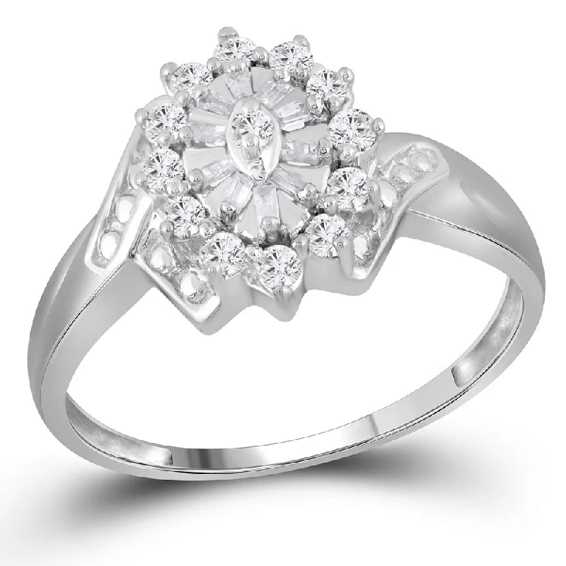 14kt White Gold Womens Round Diamond Cluster Ring 1/4 Cttw