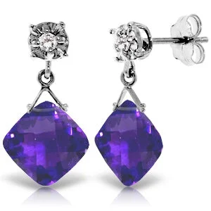 17.56 Carat 14K Solid White Gold Bare Soul Amethyst Diamond Earrings