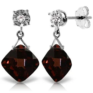 17.56 Carat 14K Solid White Gold Live Inside You Garnet Diamond Earrings