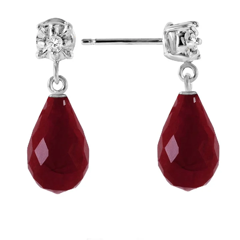 17.66 Carat 14K Solid White Gold Stud Earrings Diamond Ruby