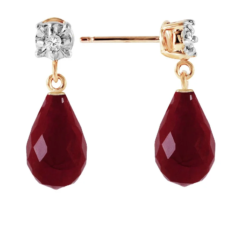 17.66 Carat 14K Solid Yellow Gold Stud Earrings Diamond Ruby