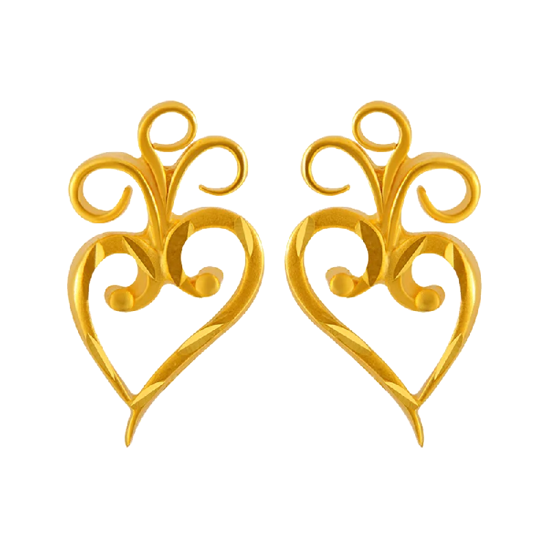 22KT Yellow Gold Stud Earrings For Women