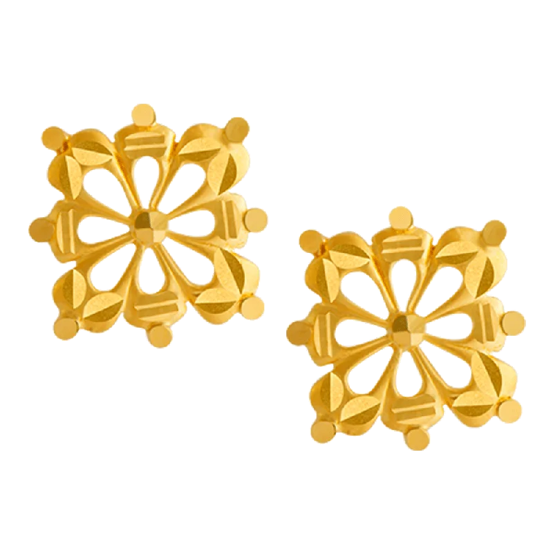 22KT Yellow Gold Stud Earrings For Women