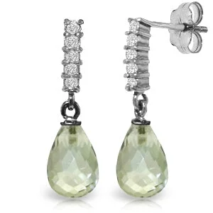 4.65 Carat 14K Solid White Gold Earrings Diamond Green Amethyst