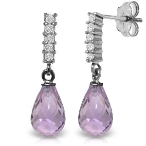 4.65 Carat 14K Solid White Gold Fragrant Breath Amethyst Diamond Earrings