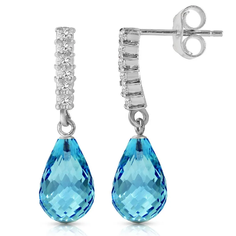 4.65 Carat 14K Solid White Gold Magic In Your Eyes Blue Topaz Diamond Earrings