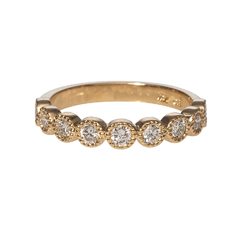 .53ct Diamond Bezel Milgrain Halfway 14K Yellow Gold Band