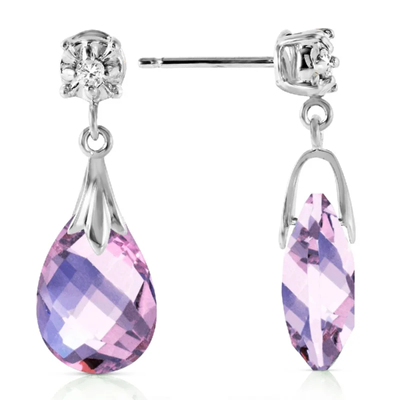 6.06 Carat 14K Solid White Gold Stud Earrings Diamond Amethyst