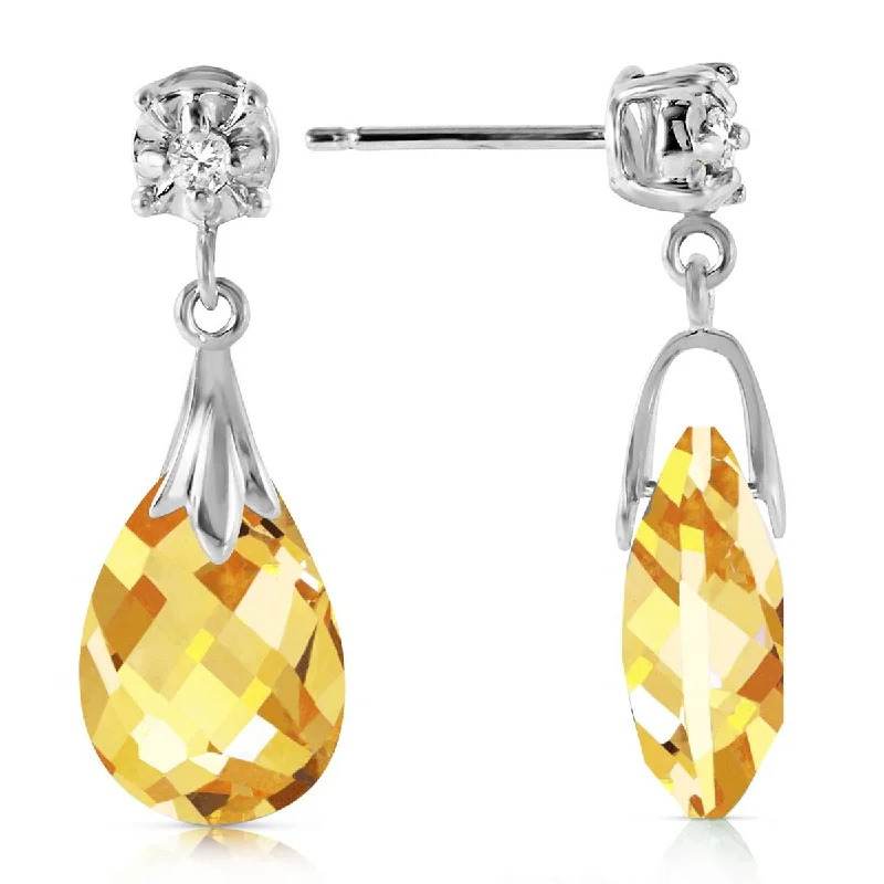 6.06 Carat 14K Solid White Gold Stud Earrings Diamond Citrine