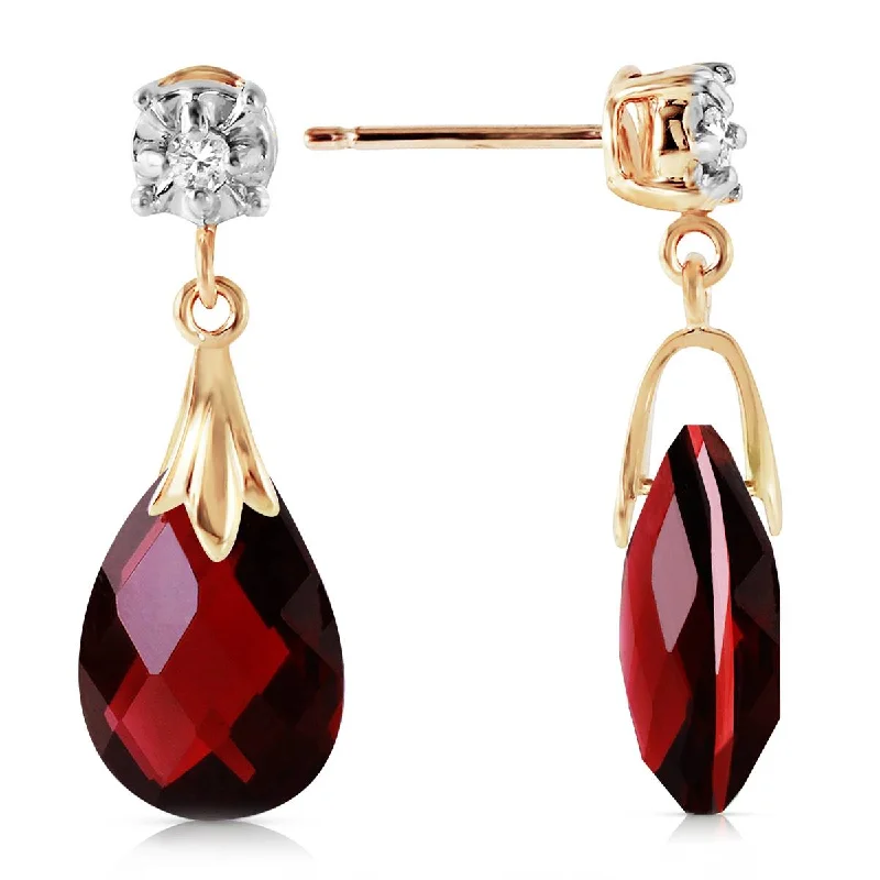 6.06 Carat 14K Solid Yellow Gold Stud Earrings Diamond Garnet