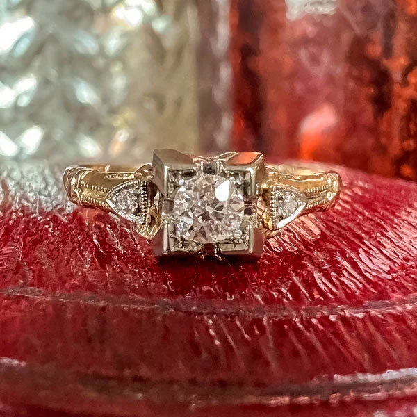 Art Deco Engagement Ring, Old Euro 0.15ct.