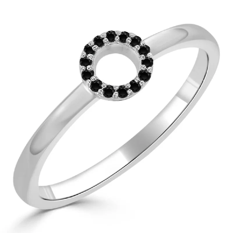 Auriya 10k Gold 0.06ctw Petite Circle-shaped Black Diamond Ring