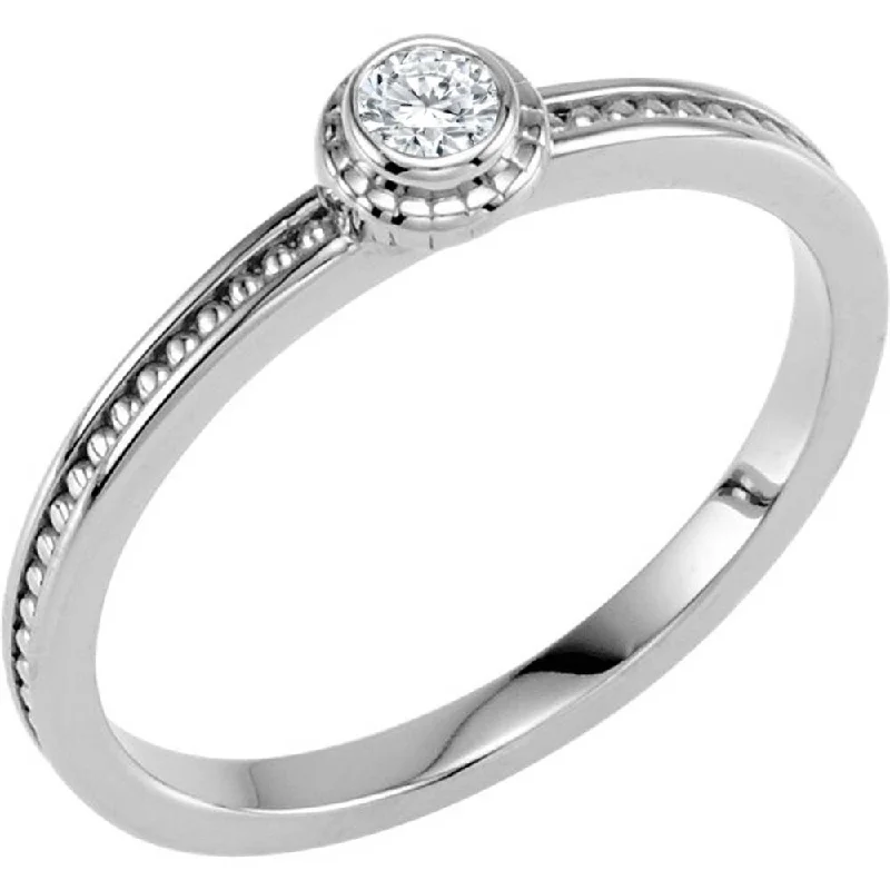 Auriya 10k Gold 1/10ctw Dainty Round Solitaire Diamond Stacking Ring