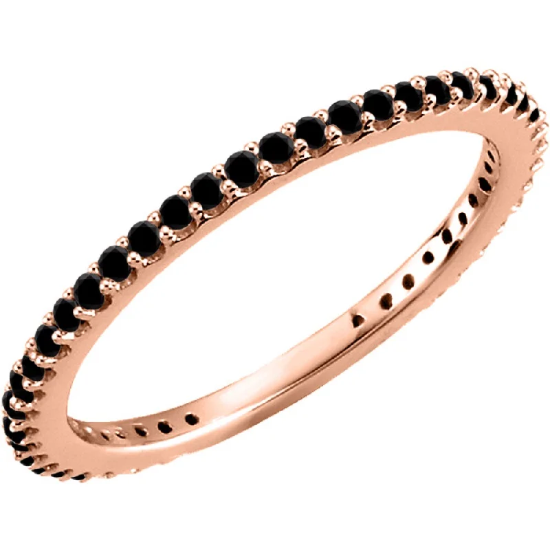 Auriya 10k Gold 1/3ctw Ultra-thin Stackable Black Diamond Wedding Band