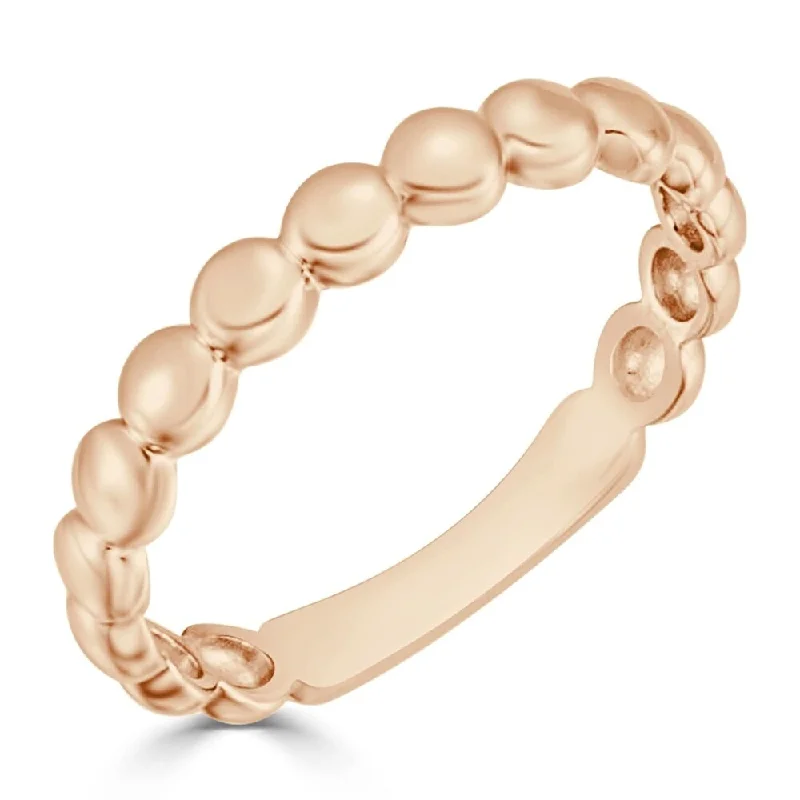 Auriya 10K Gold Stackable Beaded Simple Anniversary Ring