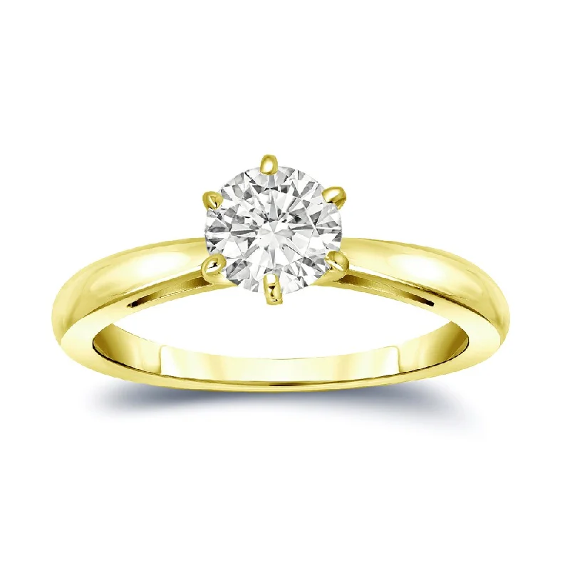 Auriya 14k Gold 3/4 carat TW 6-Prong Round Solitaire Diamond Engagement Ring (I-J, SI1-SI2)