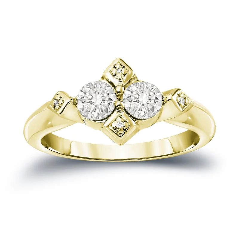 Auriya 14k Gold 3/4ct TDW Round 2-Stone Diamond Engagement Ring