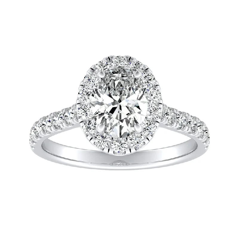 Auriya 14k Gold Classic Oval-cut 1 5/8cttw Halo Diamond Engagement Ring