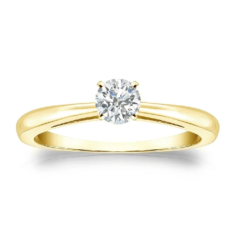 Auriya 18k Gold 1/4ctw Round Solitaire Diamond Engagement Ring