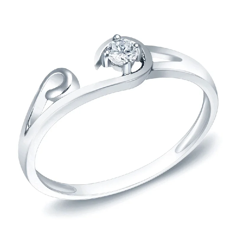 Auriya Modern and Unique 1/10ct TDW Diamond Promise Ring 14k White Gold