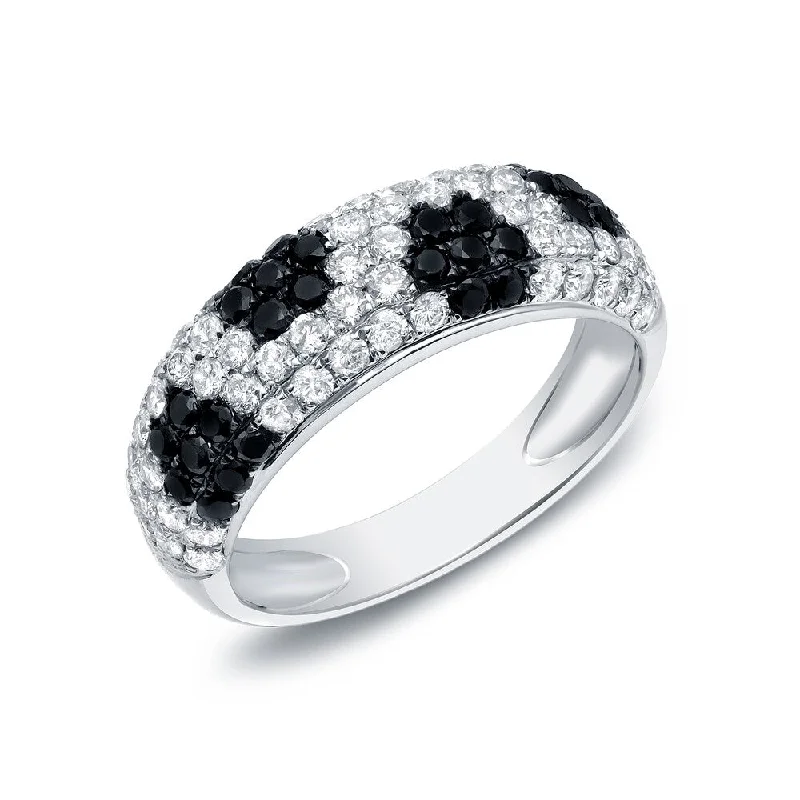 Auriya Modern Polka Dot 1 1/2ct TDW 5-row Black and White Diamond Pave Wedding Ring 14k White Gold