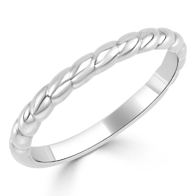 Auriya Petite Ultra-Thin Stackable Twisted Rope Style 10k Gold Ring