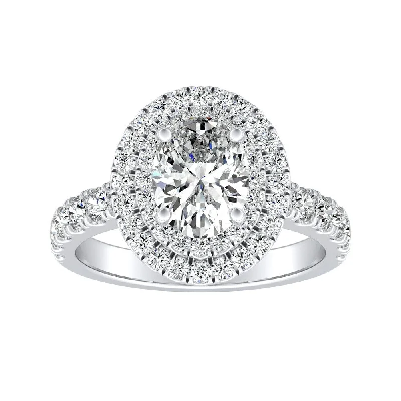 Auriya Platinum 1 1/4ctw Classic Oval-cut Halo Diamond Engagement Ring (H-I, SI1-SI2)