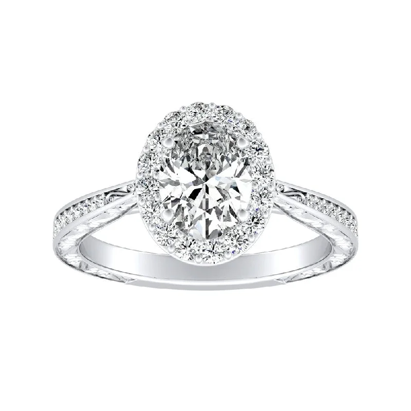 Auriya Platinum 1 3/8ctw Vintage Oval-cut Halo Diamond Engagement Ring (I-J, I1-I2)