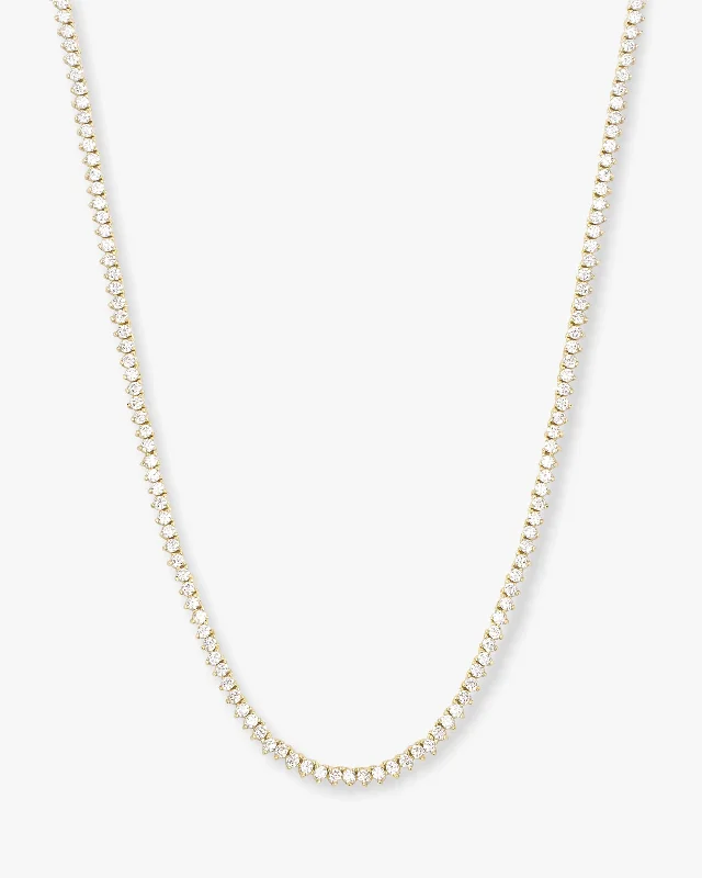 Baby Not Your Basic Tennis Necklace 18" - Gold|White Diamondettes