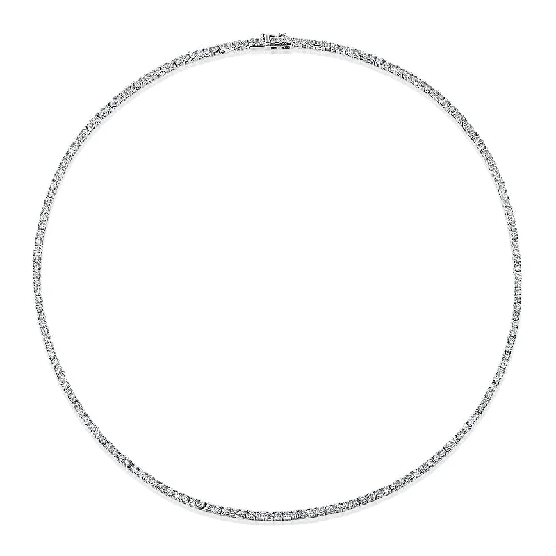 Round Brilliant tennis necklace with 5.52 carats* of diamond simulants in 10 carat white gold