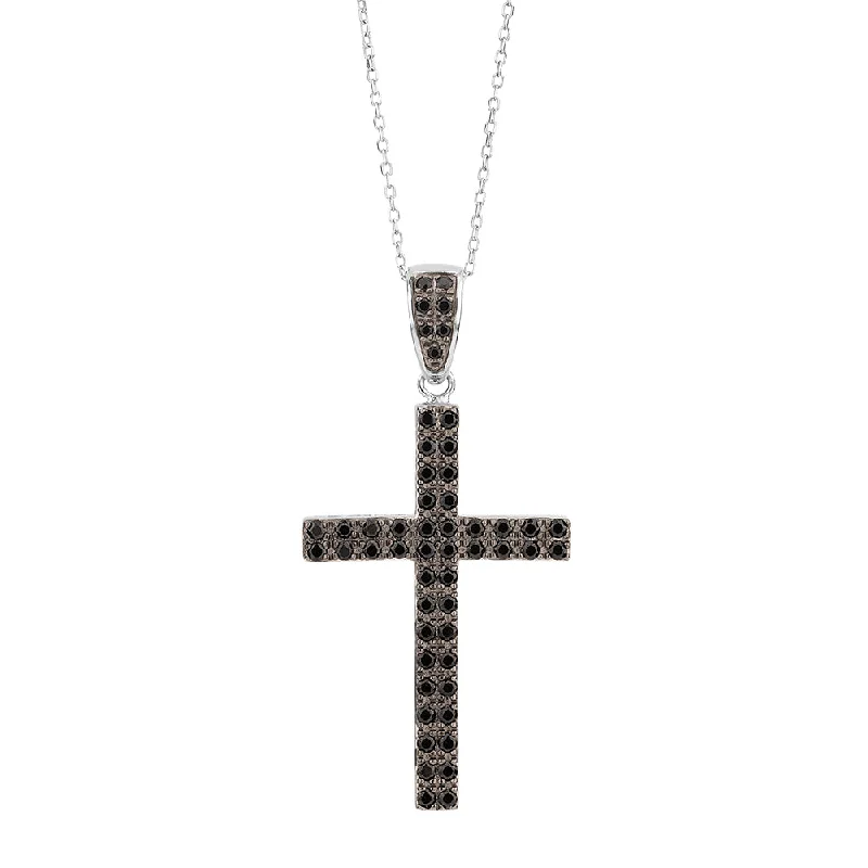 Cross pendant with 0.51 carats* of diamond simulants in sterling silver