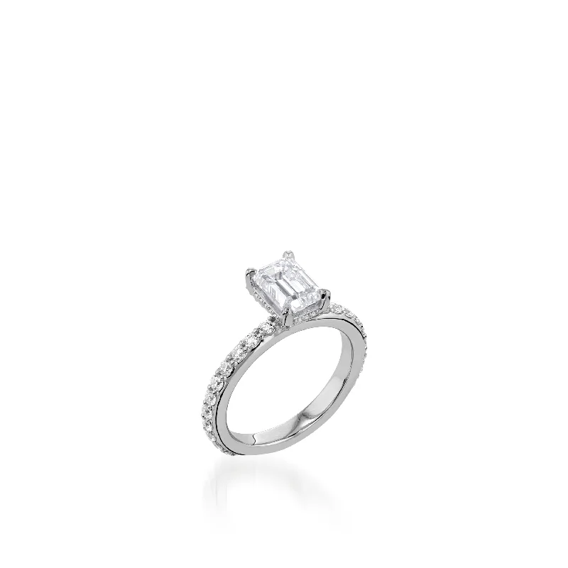 Duchess Emerald Cut White Gold Engagement Ring