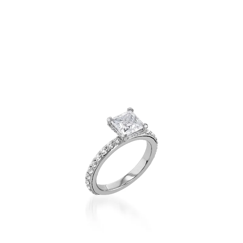 Duchess Princess Cut White Gold Engagement Ring