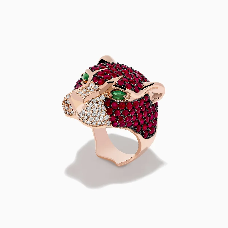 Signature 14K Rose Gold Ruby, Emerald, and Diamond Ring