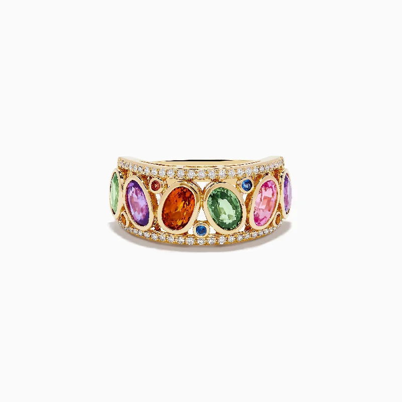 Watercolors 14K Yellow Gold Diamond and Multi Sapphire Ring