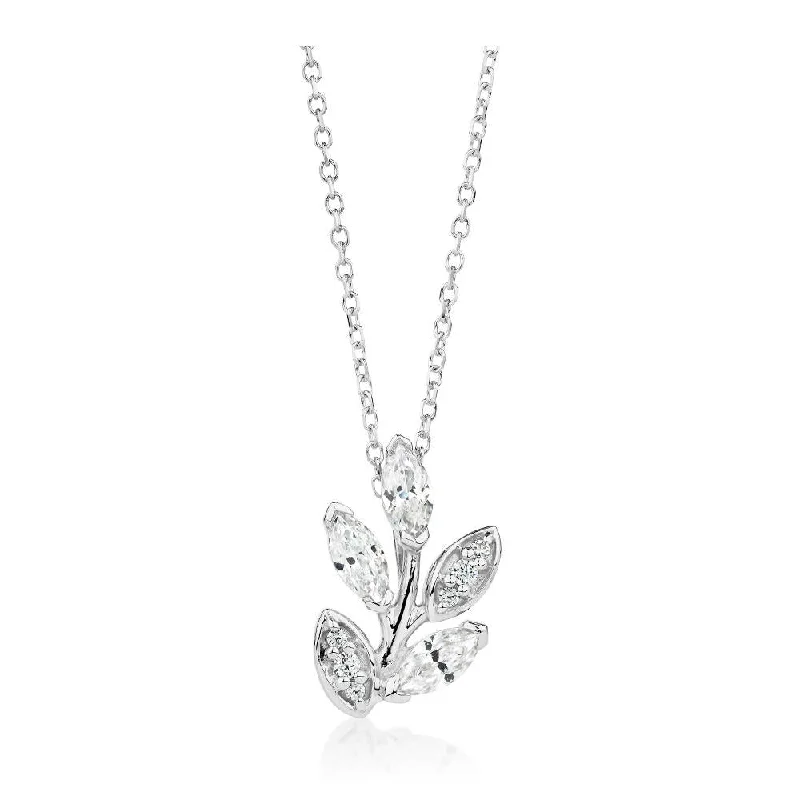 Fancy pendant with 0.46 carats* of diamond simulants in 10 carat white gold