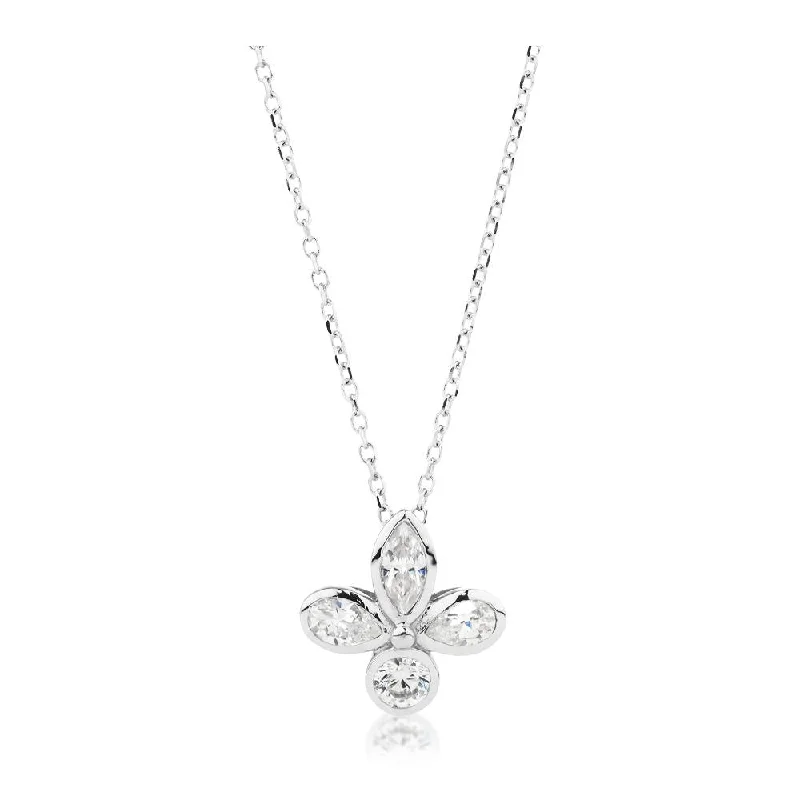 Fancy pendant with 0.58 carats* of diamond simulants in 10 carat white gold